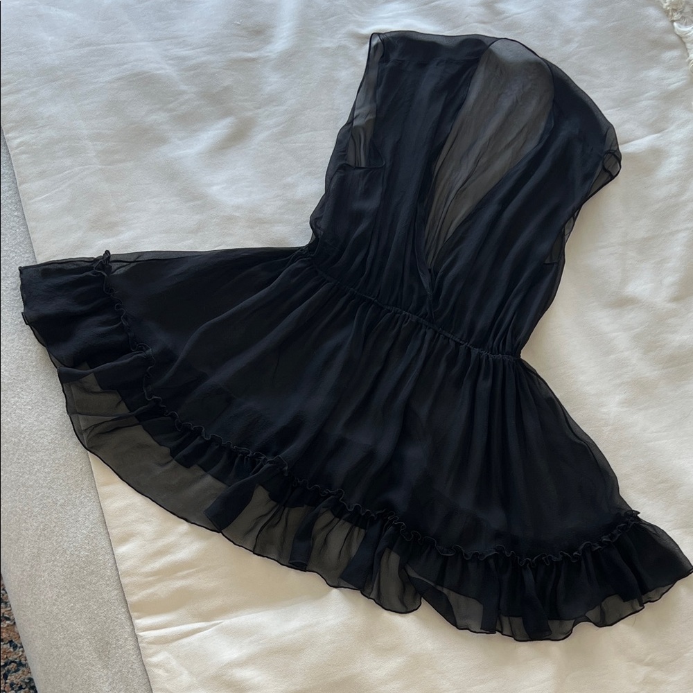 Taryn Winters black silk chiffon babydoll/chemise